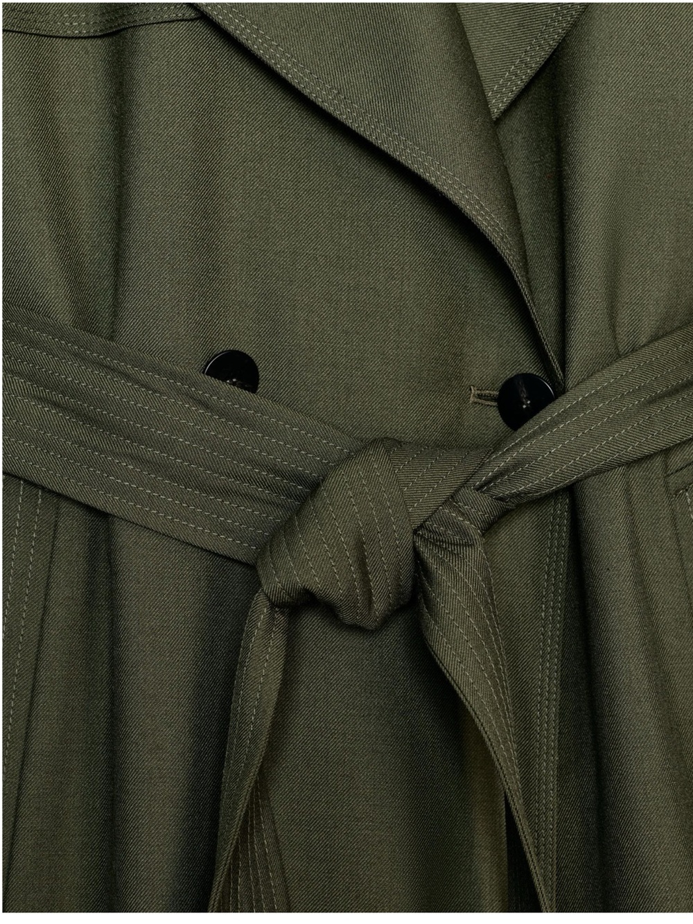 Zara Olive Trench Coat - Women's Oversized Long Coat - Picture 8 of 14